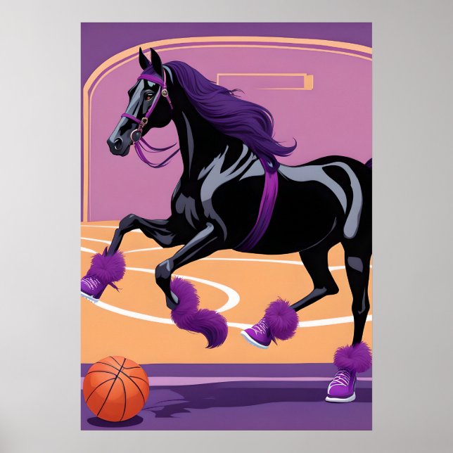 Poster Funny Horse Jogando Basquete (Frente)