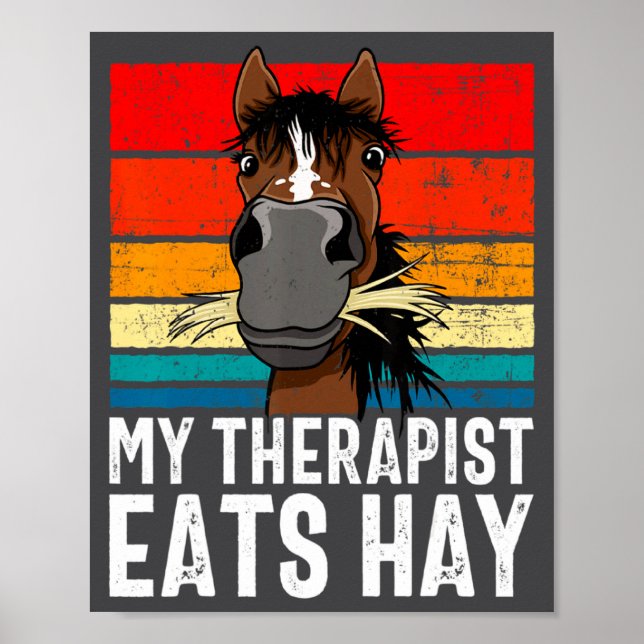 Poster Funny Horse My Therast Eats Hay Tee Hor  (Frente)