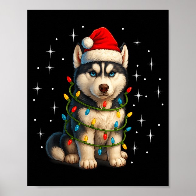 Poster Funny Husky Dog Christmas Pj Pajama Men Women Pjs  (Frente)