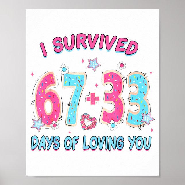 Poster Funny I Survived 67 + 33 Days Of Loving You Valent (Frente)