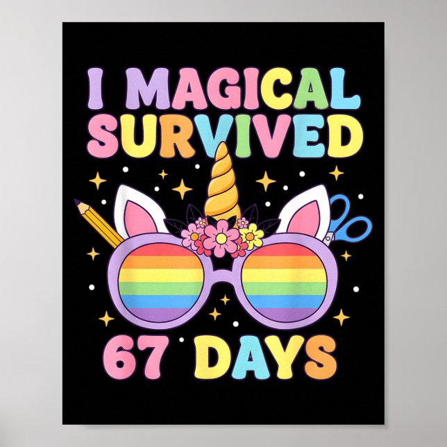 Poster Funny I Survived 67 Days Of School Cat Teachers St (Frente)