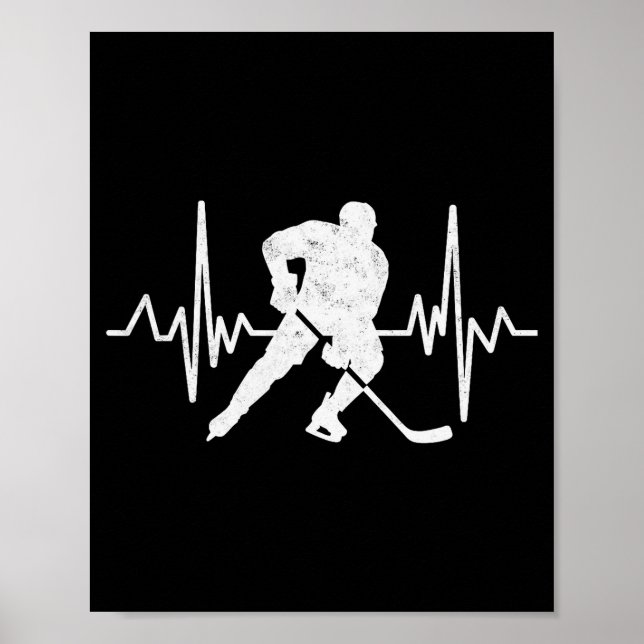 Poster Funny Ice Hockey Player Goalie Heartbeat Hockey Fa (Frente)
