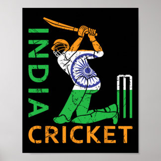 Poster Funny India Flag Cricket Supporters Tee Indian Cri