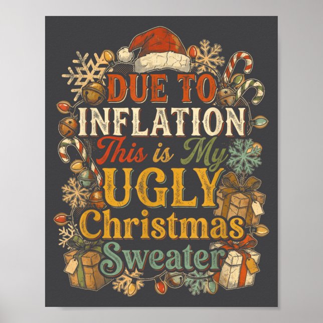 Poster Funny Inflation Ugly Christmas Sweater Retro Vinta (Frente)