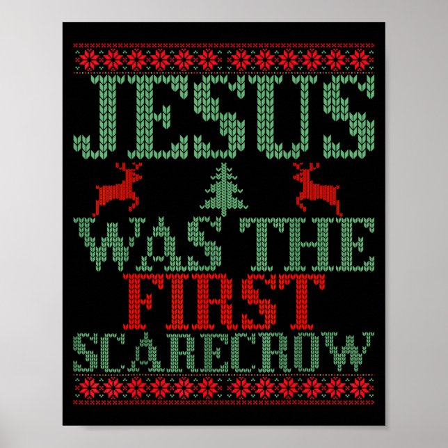 Poster Funny Jesus Was The First Ecrow Ugly Sweater Style (Frente)