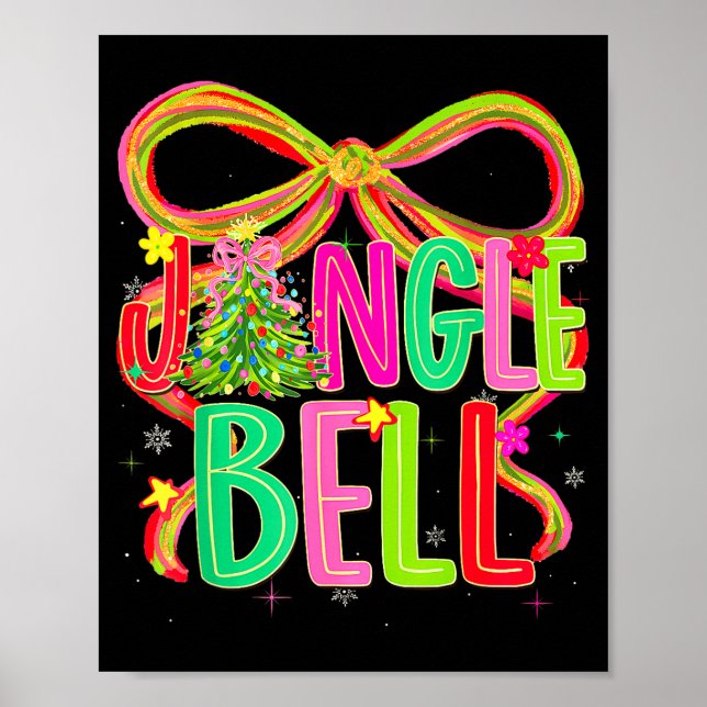 Poster Funny Jingle Bells Coquette Bow Merry Christmas Gi (Frente)