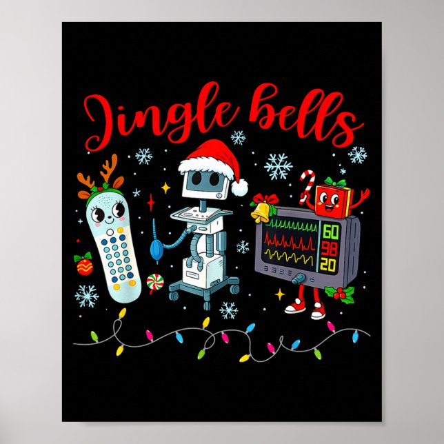 Poster Funny Jingle Bells Telemetry Nurse Christmas Tech  (Frente)