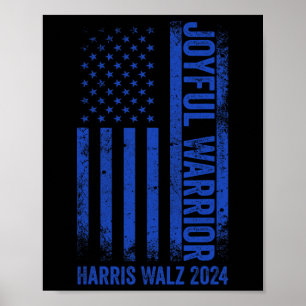 Poster Funny Joyful Warrior Harris Waltz 2024 Usa Flag