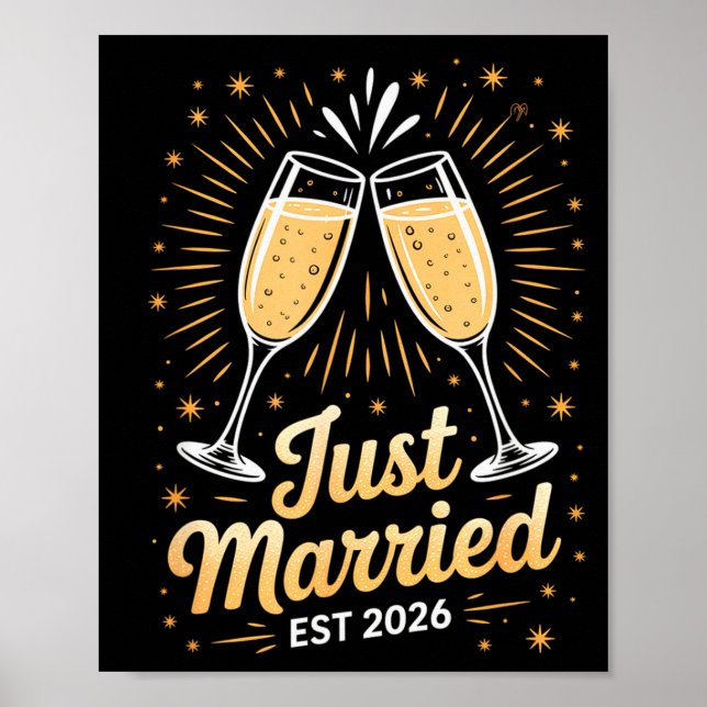 Poster Funny Just Married Newlywed Honeymoon Couple 2026  (Frente)