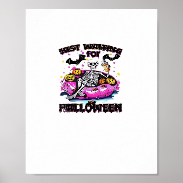 Poster Funny Just Waiting For Halloween Skeleton Spooky V (Frente)