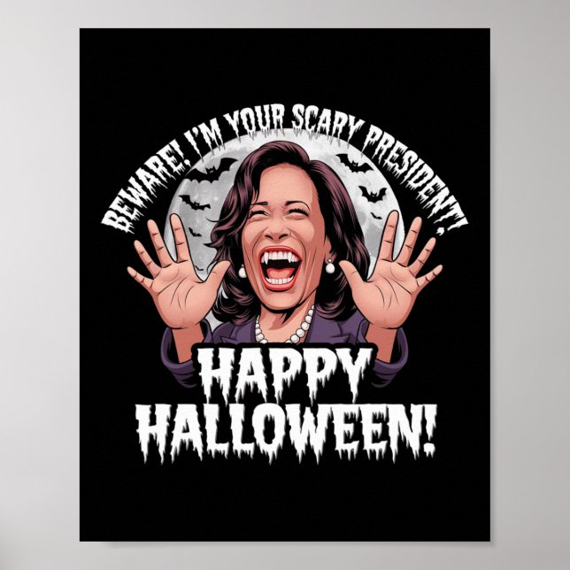 Poster Funny Kamala Harris Scary Halloween Presidente (Frente)
