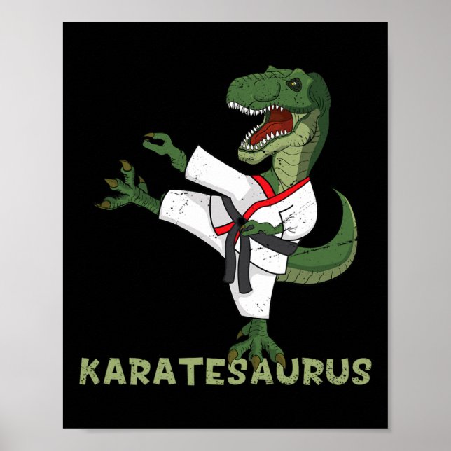 Poster Funny Karate Dinosaur Karatesaurus T-rex Graphic K (Frente)
