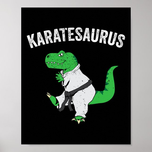 Poster Funny Karate T Rex Dinossaur Cute Dino Artes Marci (Frente)