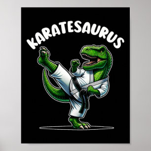 Poster Funny Karatesaurus Dinossaur T Rex Em Karate Gi Bl