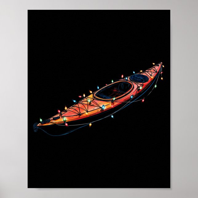 Poster Funny Kayak Christmas Graphics Lights Lover Kayaki (Frente)