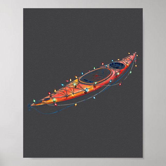 Poster Funny Kayak Christmas Graphics Lights Lover Kayaki (Frente)