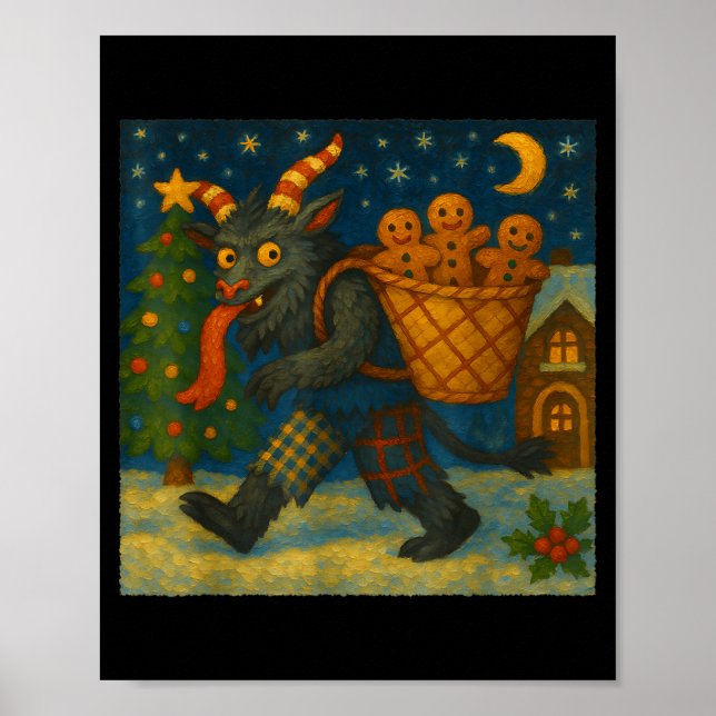 Poster Funny Krampus Gingerbread Night Festive Creepy Hol (Frente)