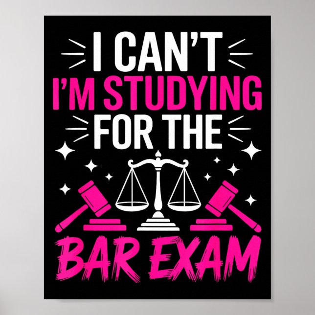 Poster Funny Law School Student Gift - Can't Studying For (Frente)