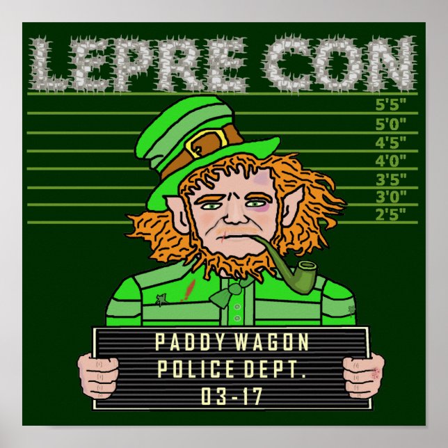 Pôster Funny Leprechaun Leprecon Mugshot (Frente)