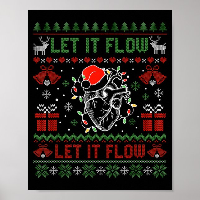 Poster Funny Let It Flow Anatomy Heart Cardiac Nurse Grou (Frente)