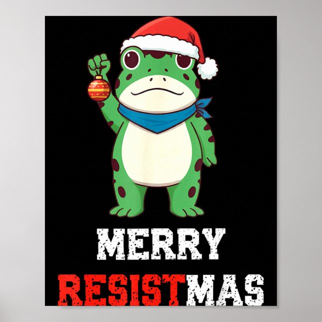 Poster Funny Litical Frog Christmas Merry Resistmas 2025  (Frente)