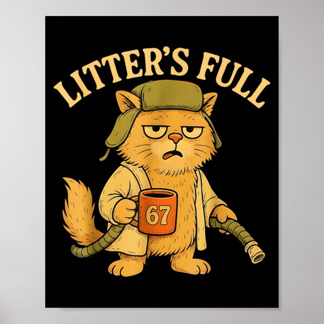 Poster Funny Litter’s Full Cat Parody 67 Six Seven Meme  (Frente)