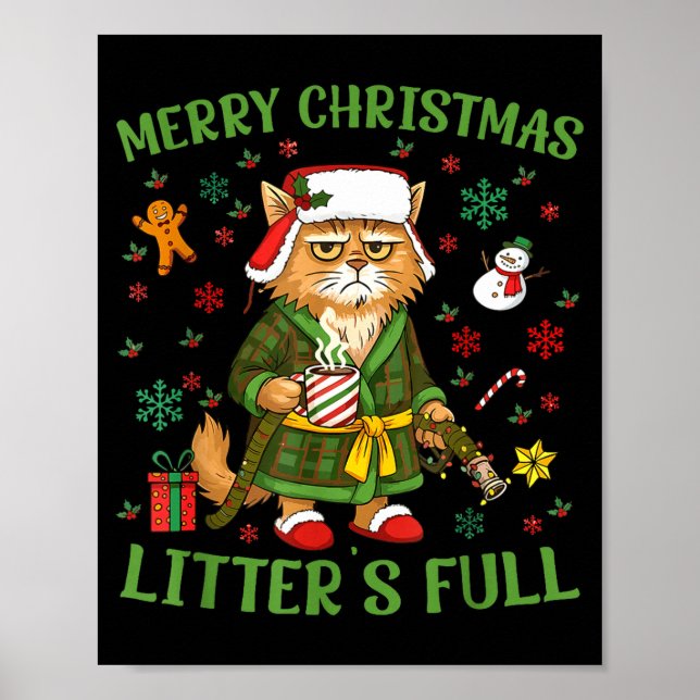 Poster Funny Litter’s Full Cat Parody Tee Christmas  (Frente)