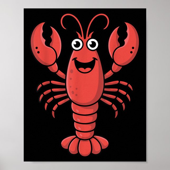Poster Funny Lobster Art For Men Women Kids Toddlers Lobs (Frente)
