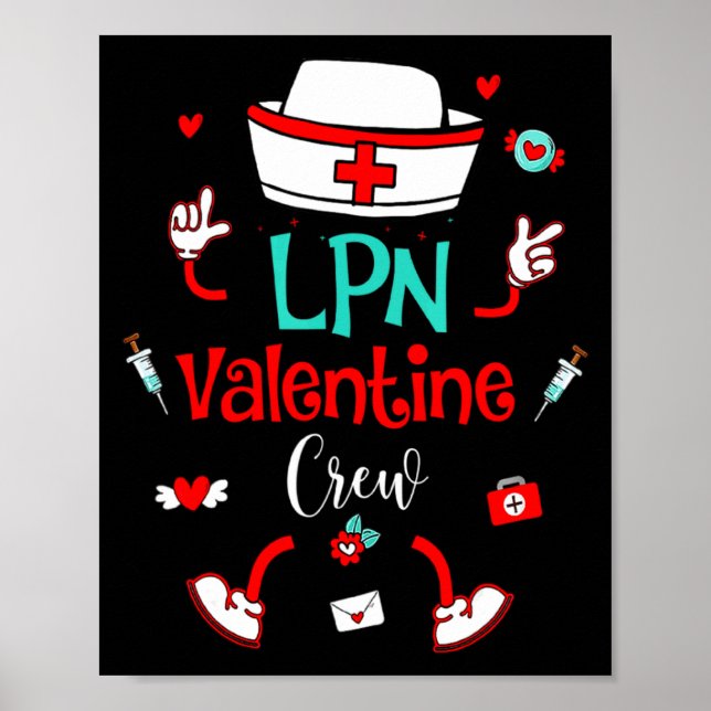 Poster Funny Lpn Valentines Day Nurse Crew Family Group N (Frente)