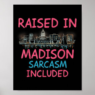 Poster Funny Madison Wisconsin Night Skyline Vintage
