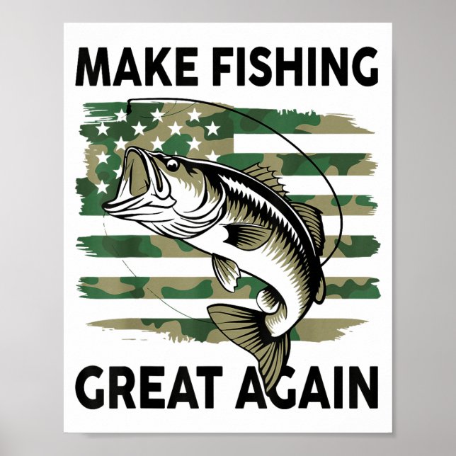 Poster Funny Make Fishing Great Again Camo B Fish America (Frente)