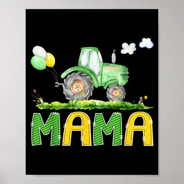Poster Funny Mama Birthday Boy Tractor Farm Truck Matchin (Frente)