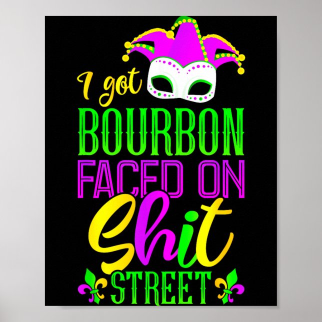 Poster Funny Mardi Gras Bourbon Street , New Orleans Drin (Frente)