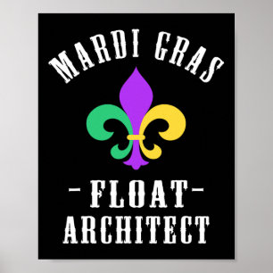 Poster Funny Mardi Gras Float Architect Fleur De Lis