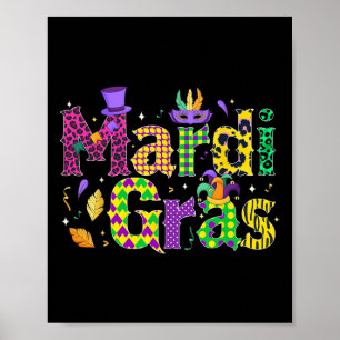 Poster Funny Mardi Gras Parade Costume Jester Hat New Orl