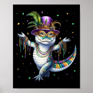 Poster Funny Mardigator Mardi Gras Alligator Carn