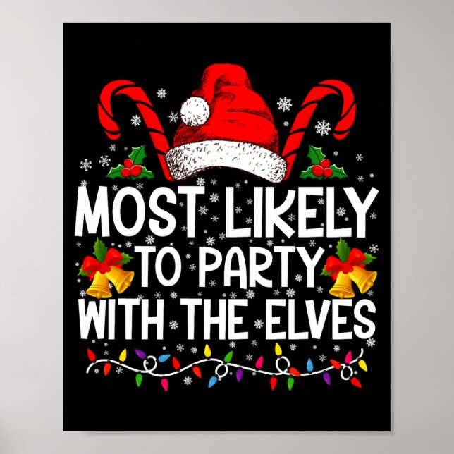 Poster Funny Matching Christmas Most Likely To Party  (Frente)