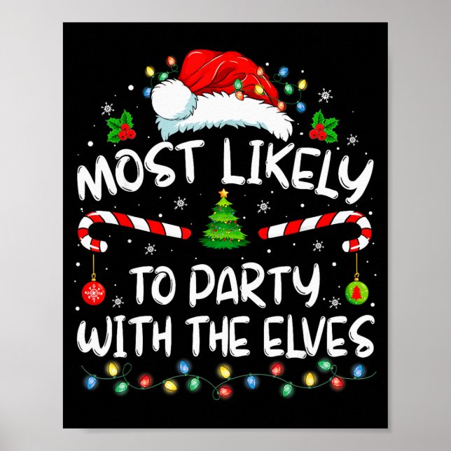 Poster Funny Matching Christmas Most Likely To Party With (Frente)