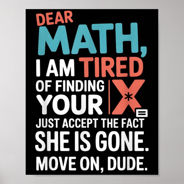 Poster Funny Math Design For Boys Girls Math Teachers Men (Frente)