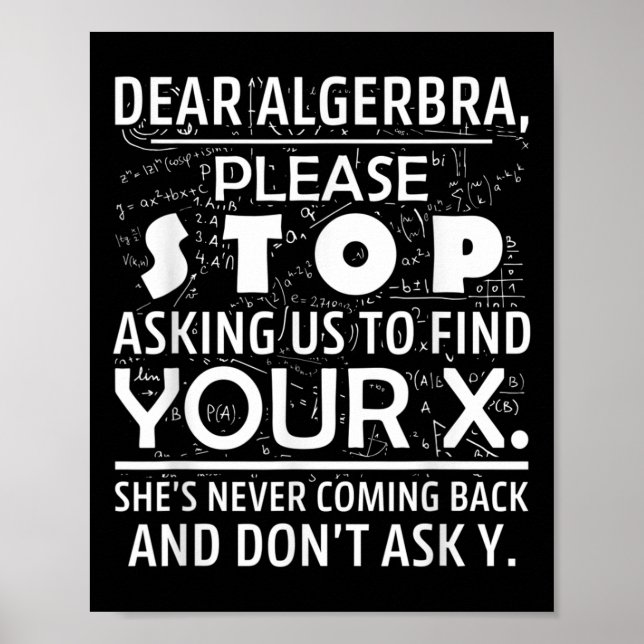Poster Funny Math For Math Lovers Nerd Nerdy Hilarious De (Frente)