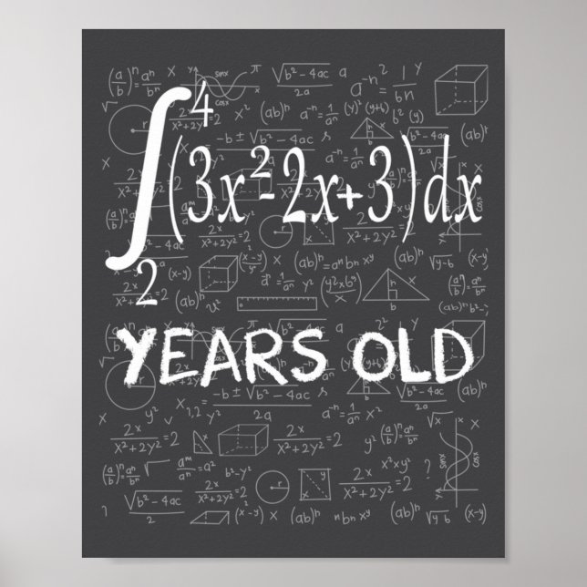 Poster Funny Math Geek 50 Years Old 50th Birthday Integra (Frente)