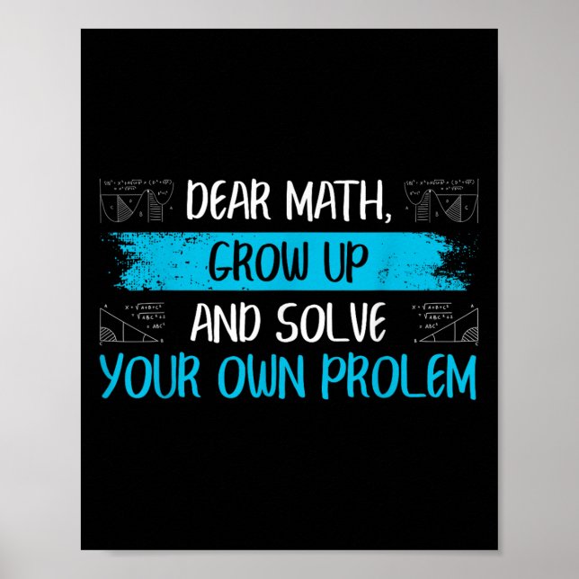 Poster Funny Math Quote Back To School Girls Boys Teens  (Frente)
