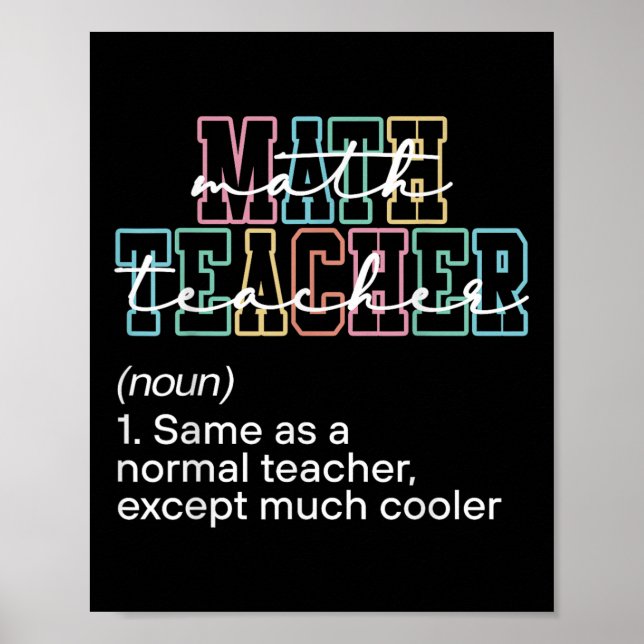 Poster Funny Math Teacher Definition Back To School First (Frente)