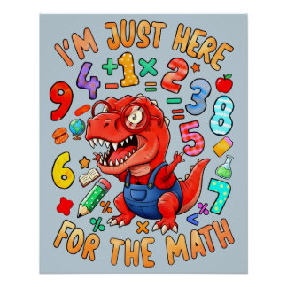 Pôster Funny Maths Dinosaur Poster for Kids UK Classroom