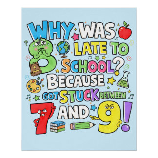Pôster Funny Maths Poster for Kids UK Classroom Numbers 