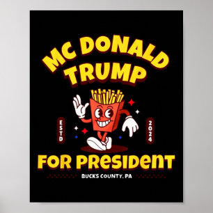 Poster Funny Mcdonald Trump Presidente 2024 Batata Frita