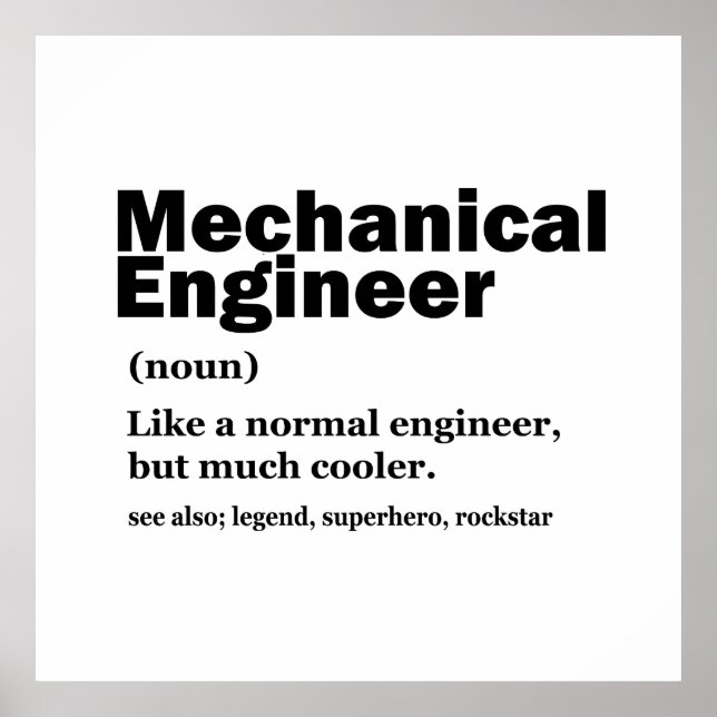 Poster Funny Mechanical Engineer Definition Engineering (Frente)
