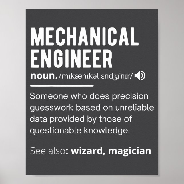 Poster Funny Mechanical Engineer Definition Engineering  (Frente)
