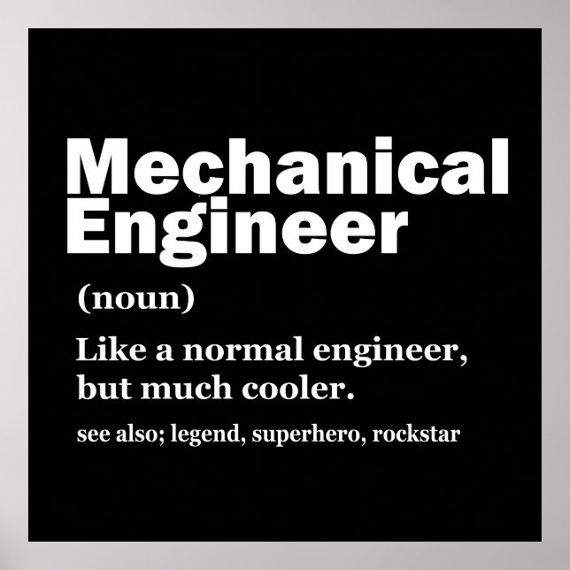 Poster Funny Mechanical Engineer Definition Engineering (Frente)