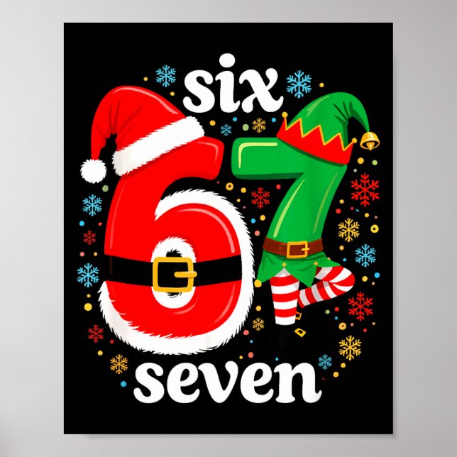 Poster Funny Meme Six Seven 67 Elf 6 7 Santa Christmas Pa (Frente)